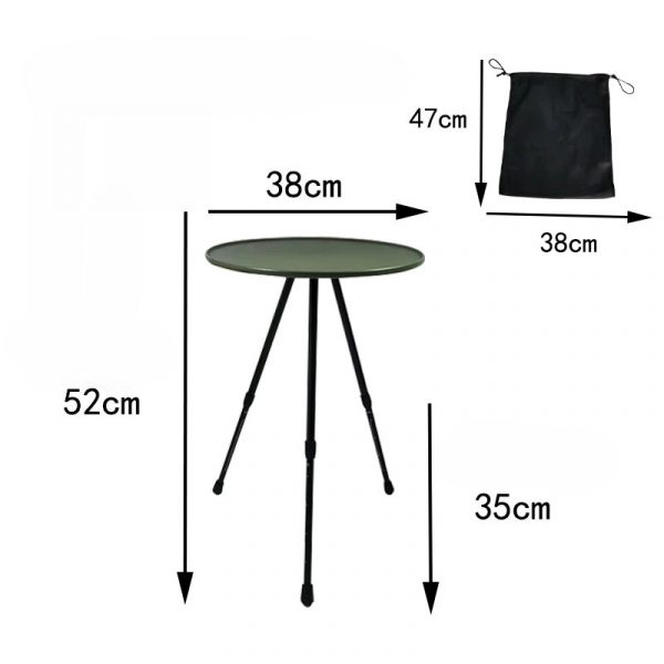 Folding portable small round table camping tripod table