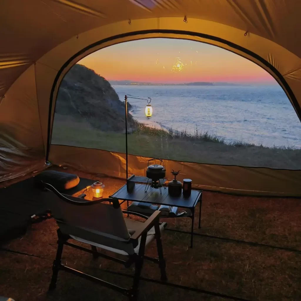 camping tent and chairs